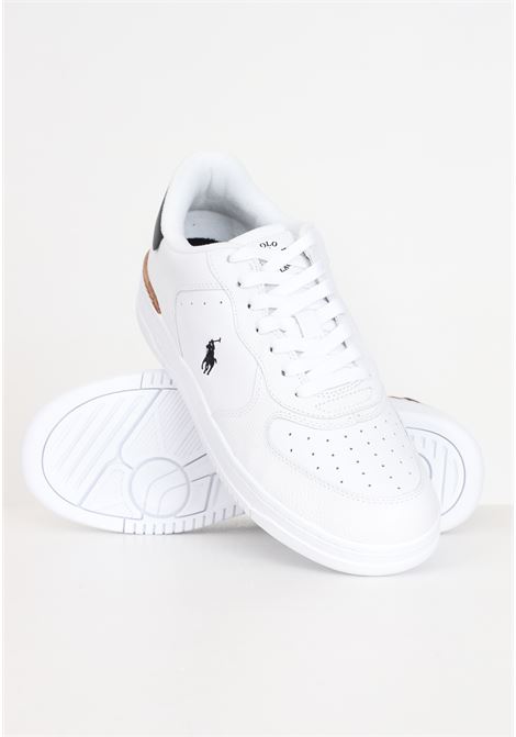 White men's sneakers with logo detail on the side RALPH LAUREN | 809891791003WHITE/BLACK PP