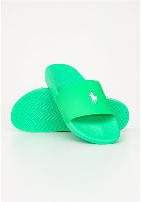 Green men's slippers with contrasting logo RALPH LAUREN | Slippers | 809892945-001.