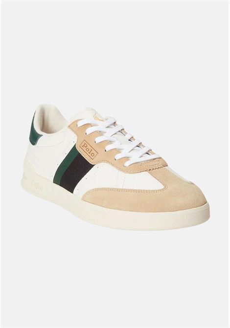 Beige, white and green men's sneakers RALPH LAUREN | Sneakers | 8099266951001