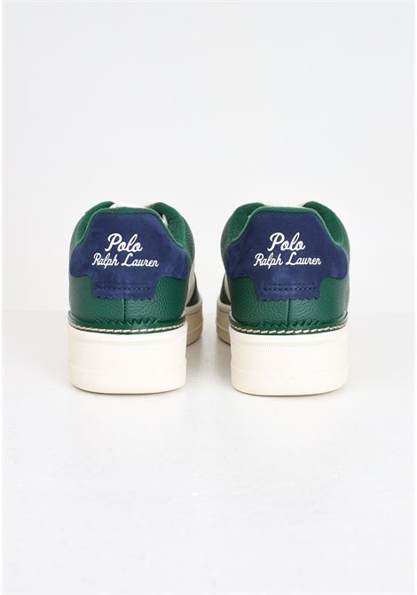 White green and blue men's sneakers RALPH LAUREN | Sneakers | 809931571003CREAM/FOREST/YELLOW