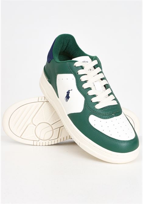 White green and blue men's sneakers RALPH LAUREN | Sneakers | 809931571003CREAM/FOREST/YELLOW