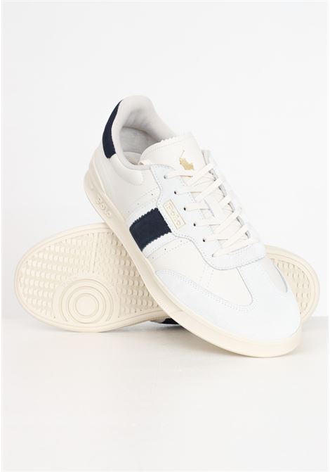 Sneakers uomo bianche e nere logo in rilievo sulla suola RALPH LAUREN | Sneakers | 809931579001BIANCO/NAVY