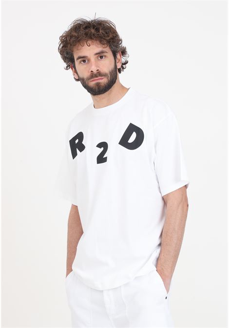 T-shirt da uomo bianca con patch logo in nero READY 2 DIE | T-shirt | R2D0201