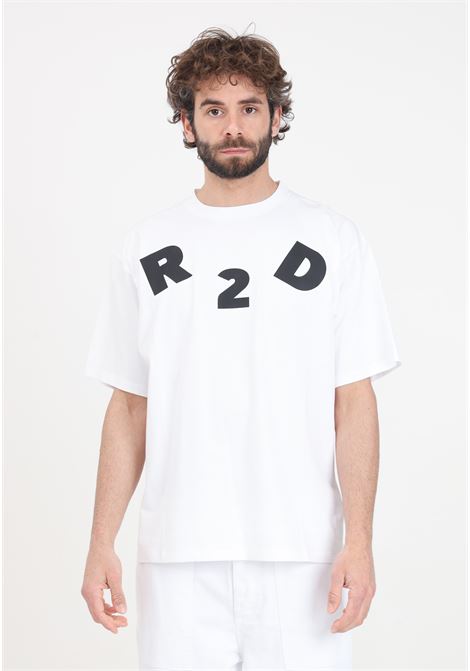 T-shirt da uomo bianca con patch logo in nero READY 2 DIE | R2D0201