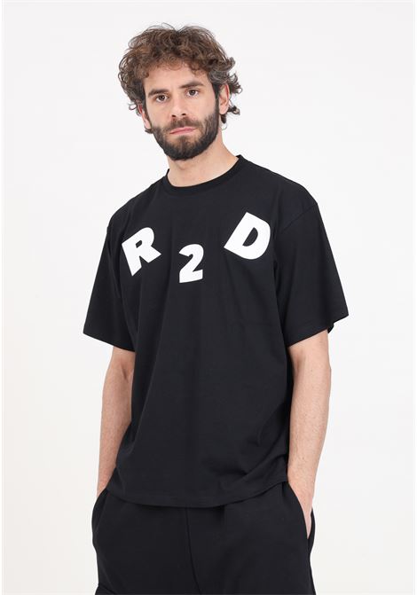 T-shirt da uomo nera con patch logo in bianco READY 2 DIE | T-shirt | R2D0203