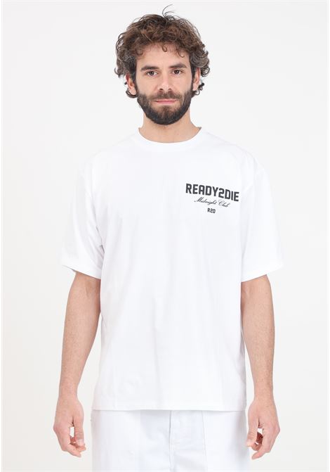T-shirt da uomo bianca con stampa logo in nero READY 2 DIE | R2D0501