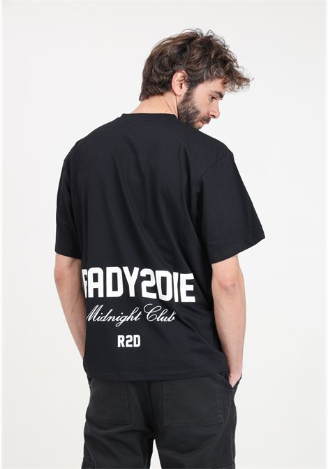 T-shirt da uomo nera con stampa logo in bianco READY 2 DIE | R2D0502