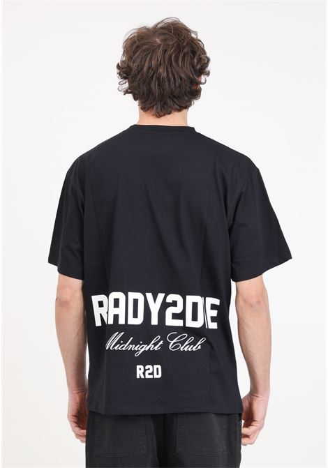 T-shirt da uomo nera con stampa logo in bianco READY 2 DIE | T-shirt | R2D0502