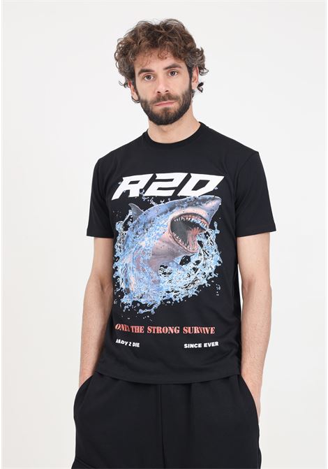 T-shirt da uomo nera con stampa logo a colori READY 2 DIE | T-shirt | R2D0701