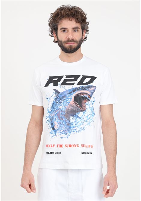T-shirt da uomo bianca con stampa logo a colori READY 2 DIE | T-shirt | R2D0702