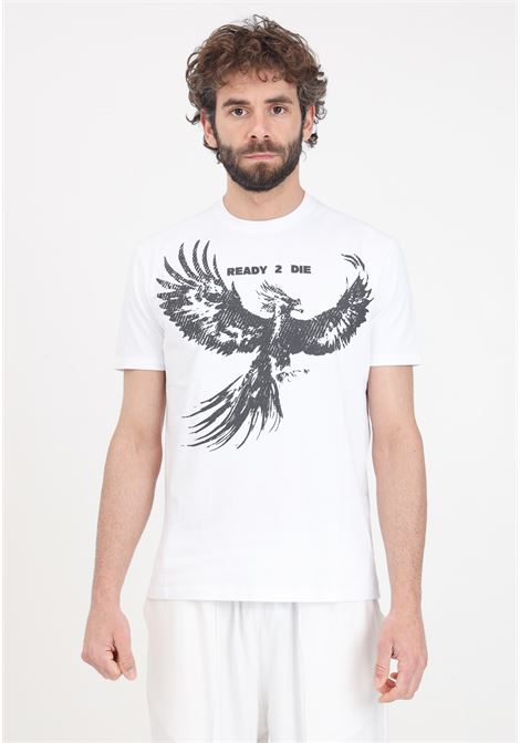 White men's t-shirt with black logo print READY 2 DIE | R2D0901