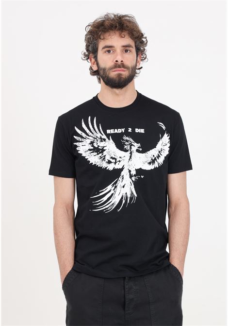T-shirt da uomo nera con stampa logo in bianco READY 2 DIE | T-shirt | R2D0902