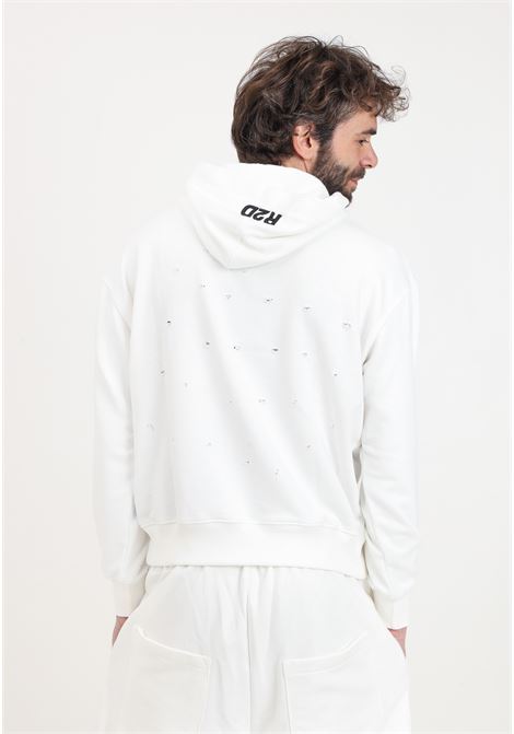 White men's sweatshirt with allover hole detail READY 2 DIE | Hoodie | R2D1301