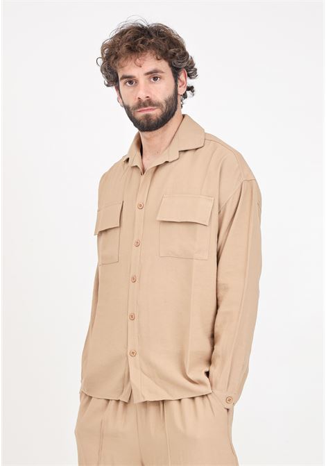 Beige men's shirt with two big pockets READY 2 DIE | Shirt | R2D1703