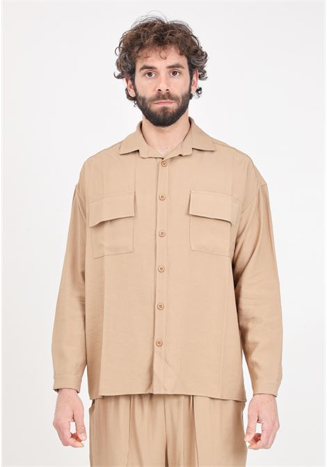 Beige men's shirt with two big pockets READY 2 DIE | R2D1703