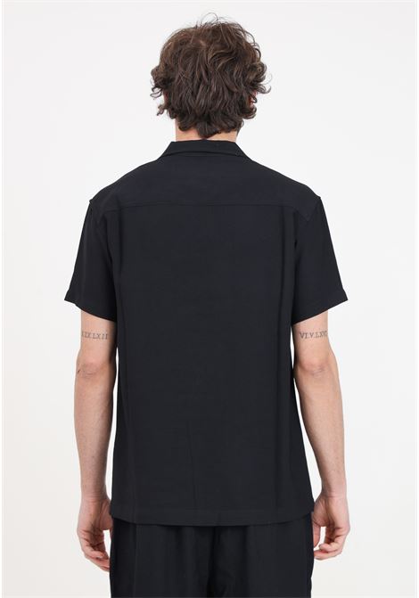 Camicia da uomo nera con stampa logo tono su tono READY 2 DIE | R2D1802
