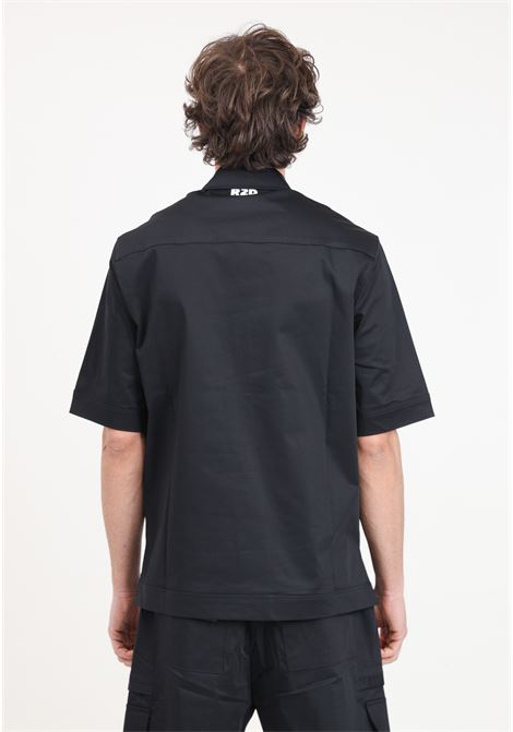 Camicia da uomo nera con patch logo in bianco READY 2 DIE | Camicie | R2D2201