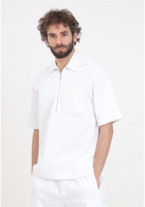 Camicia da uomo bianca con patch logo in nero READY 2 DIE | Camicie | R2D2202