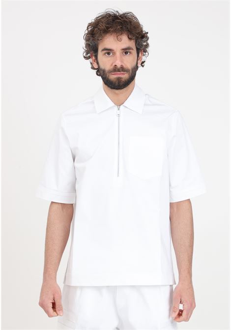 Camicia da uomo bianca con patch logo in nero READY 2 DIE | Camicie | R2D2202