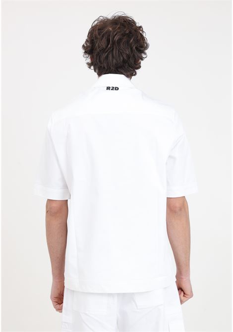 Camicia da uomo bianca con patch logo in nero READY 2 DIE | R2D2202