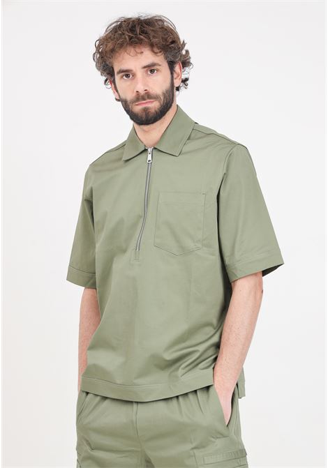 Military green men's shirt with black logo patch READY 2 DIE | Shirt | R2D2203