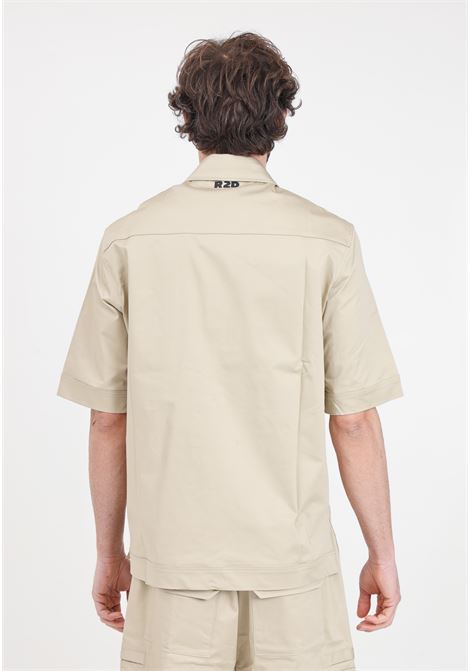 Beige men's shirt with black logo patch READY 2 DIE | Shirt | R2D2204