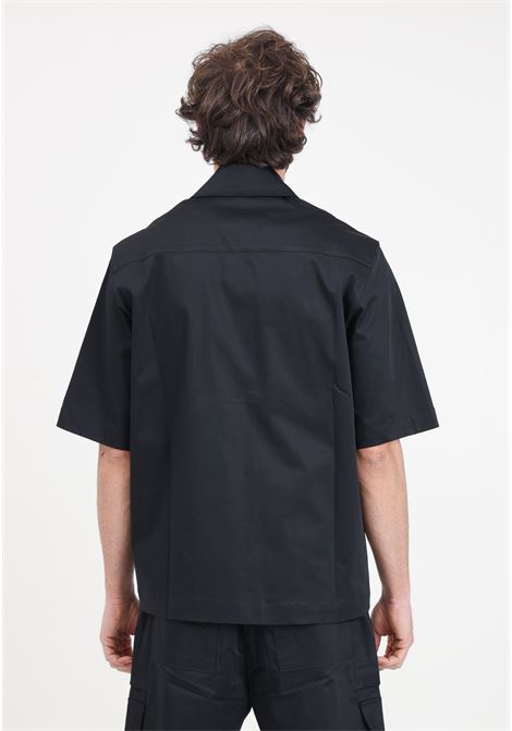 Camicia da uomo nera con patch logo in bianco sul colletto READY 2 DIE | Camicie | R2D2301