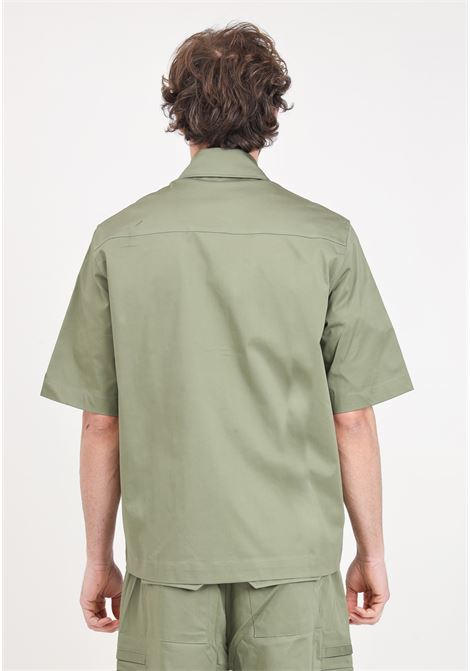 Military green men's shirt with black logo patch on the collar READY 2 DIE | R2D2303