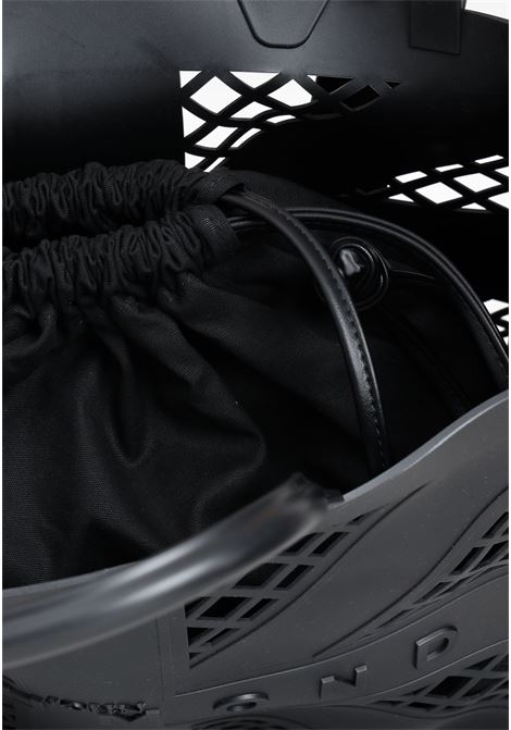 Black women's shopper bag with logoed fabric shoulder strap RICHMOND | Bags | RWP24031BOTABLACK