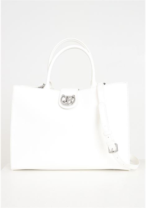 White women's bag with silver metal logo plate RICHMOND | RWP24059BOTAWHITE-NICK