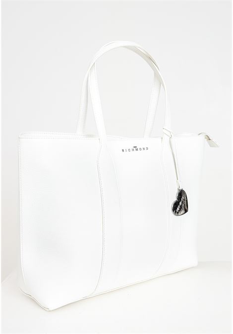 White women's bag with silver metal logoed heart pendant RICHMOND | RWP24077BOFWOFF-WHITE