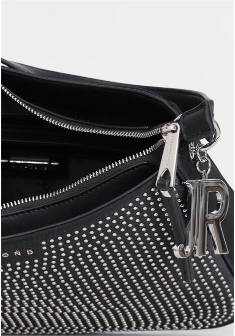 Borsa da donna nera lettering logo metallo argentato e borchie allover RICHMOND | Borse | RWP24099BOTABLACK