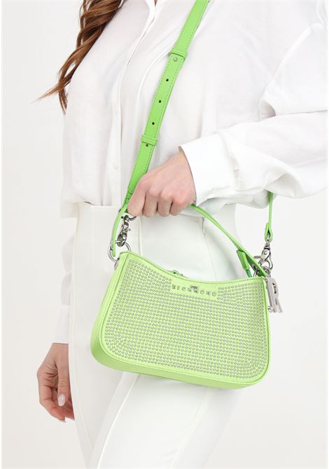 Green women's bag with shoulder strap handle and lettering logo pendant RICHMOND | Bags | RWP24119BO6GGREEN ACID