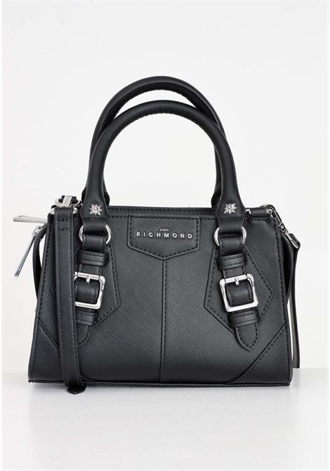 Black women's bag with silver metal logo lettering RICHMOND | Bags | RWP24141BOFWBLACK
