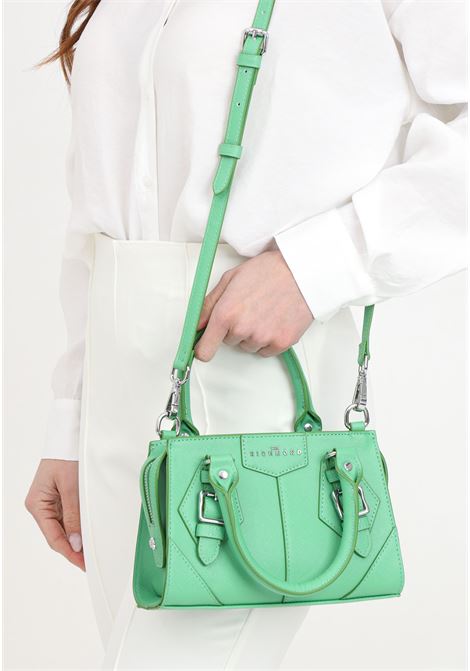 Green women's bag with silver metal logo lettering RICHMOND | RWP24141BOFWGREEN ACID