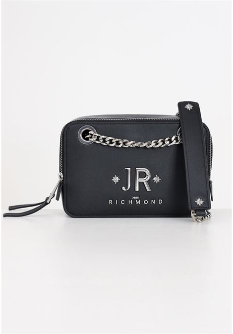 Borsa a tracolla nera da donna con placca lettering logo argento RICHMOND | Borse | RWP24323BOFWBLACK