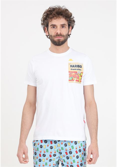 T-shirt uomo bianca con stampa plastificata logata RObe di kappa | T-shirt | 63114VW001