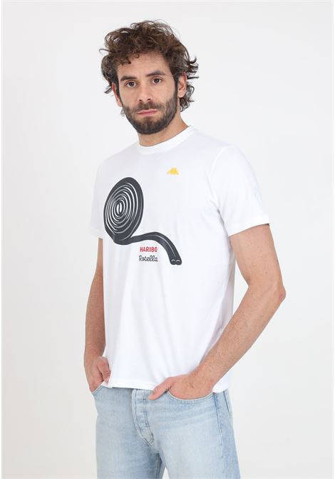 T-shirt da uomo bianca con stampa logo omini sul petto RObe di kappa | T-shirt | 66121PW001