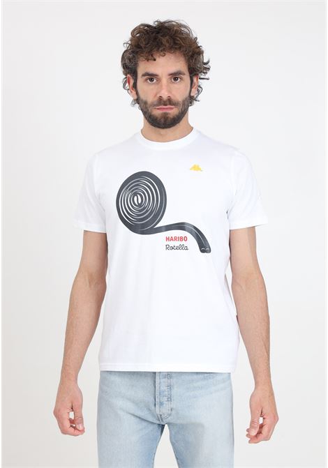 T-shirt da uomo bianca con stampa logo omini sul petto RObe di kappa | 66121PW001