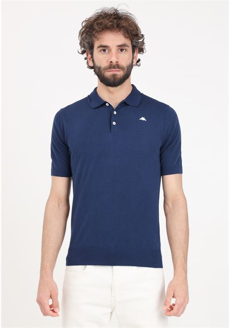 Blue men's polo shirt with logo patch on the chest RObe di kappa | 67114PW193