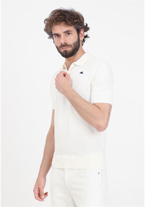 Cream men's polo shirt with logo patch on the chest RObe di kappa | 67114PWH15