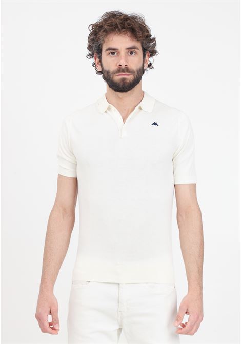 Cream men's polo shirt with logo patch on the chest RObe di kappa | Polo | 67114PWH15