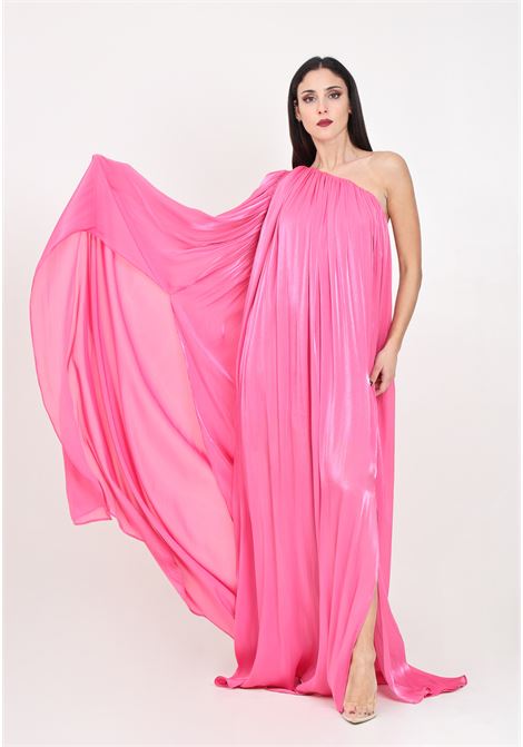 Long pink women's dress with one shoulder design SALVO MARTORANA | Dresses | GISELLE.