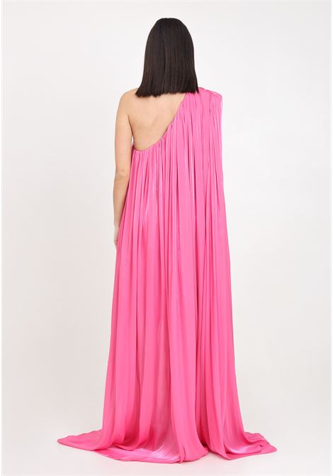 Long pink women's dress with one shoulder design SALVO MARTORANA | GISELLE.