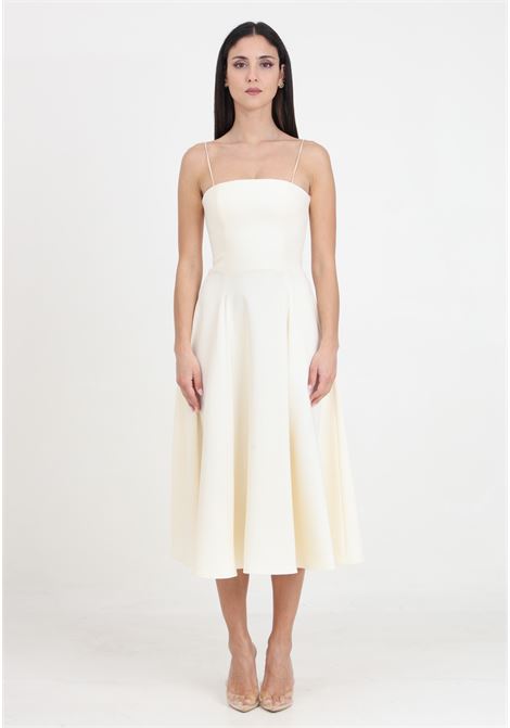 Ivory women's midi dress with voluminous skirt SANTAS | Dresses | SPV24002GARDENIA