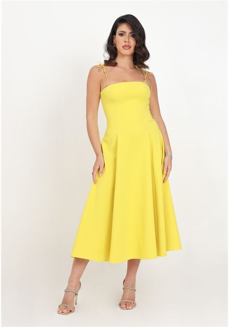 Lime women's midi dress with voluminous skirt SANTAS | Dresses | SPV24002LIME