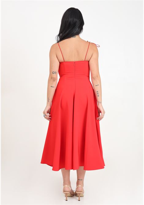 Red women's midi dress with full skirt SANTAS | SPV24002ROSSO