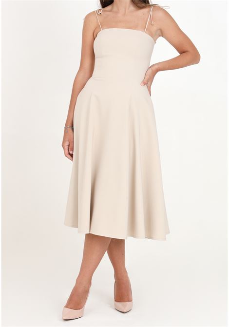 Women's sand midi dress with full skirt SANTAS | Dresses | SPV24002SABBIA