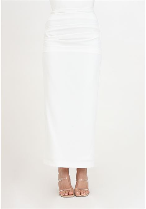 White women's long skirt with draping SANTAS | SPV24004BIANCO