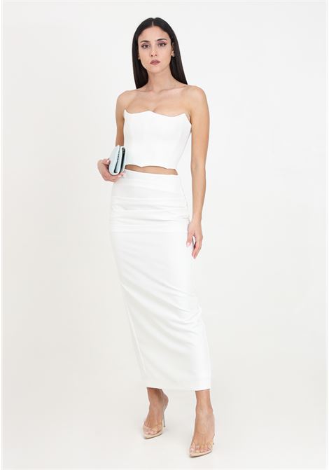White women's long skirt with draping SANTAS | SPV24004BIANCO